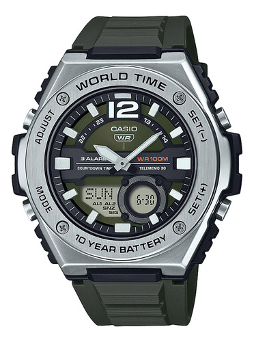 Reloj Casio Mwq-100-3a Resina/acero Hombre Negro/plateado