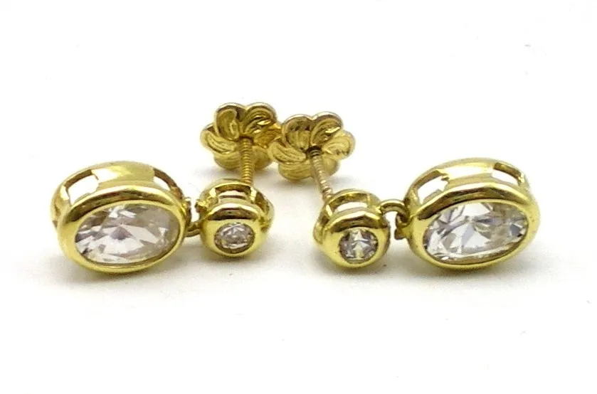 Par De Aros De Oro 18 Kt Y Zafiros Blancos
