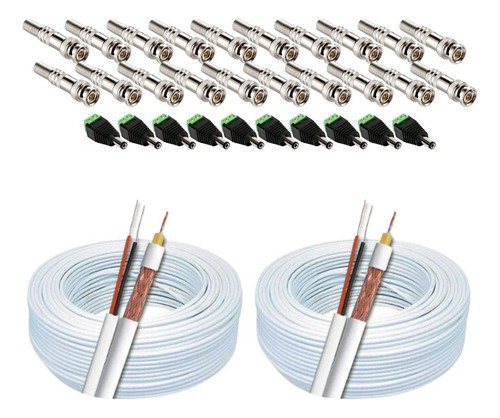 Kit Instalação 20 Câmeras Segurança Cabo Cftv E Conectores