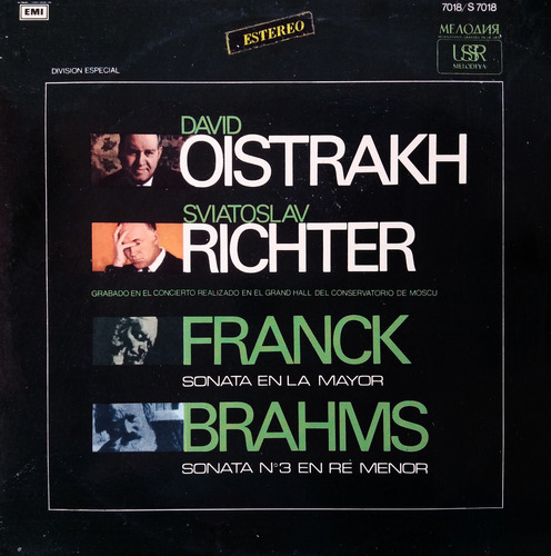 Oistrakh - Richter - Brahms, Sonata N°3 Re Menor Op 108 Lp