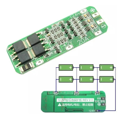 Kit 6 Células Suporte Bms 3s 20a Step Down Medidor De Carga