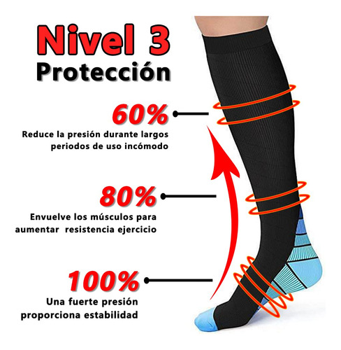 3 Pares Medias De Compresión Hombre Y Mujer, Calcetines De
