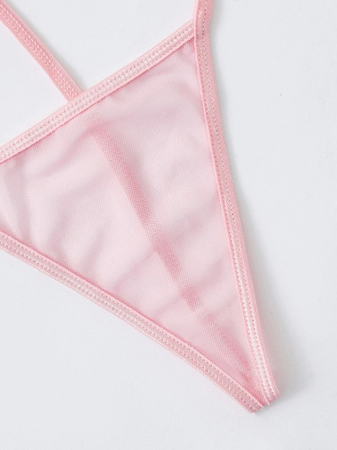 Tanga Colaless Bompacha De Malla Con Diseño De Pompón
