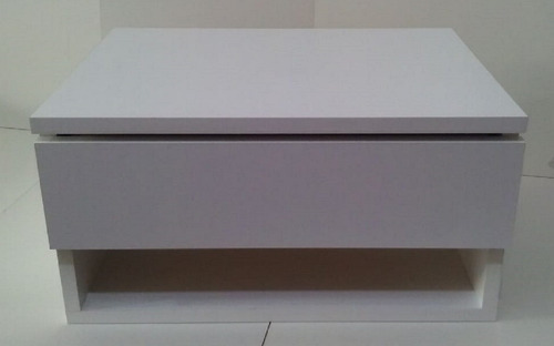 Imagen 6 de 8 de Mesa De Luz Flotante Mesita De Luz Moderna 1 Cajon Blanca