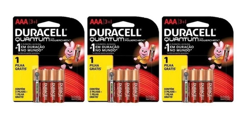 Imagem 1 de 6 de Kit 12 Pilhas Quantum Aaa Duracell Palito Alcalina Promoção