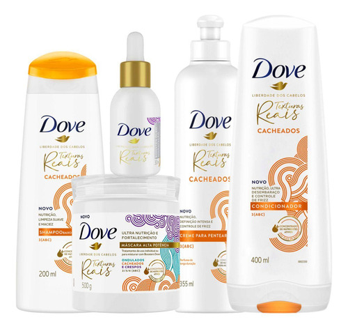  Kit Dove Texturas Reais Cabelo Cacheado Babosa Nutrição