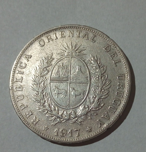 Moneda De Uruguay Plata 1 Peso 1917- Vf.- Km23