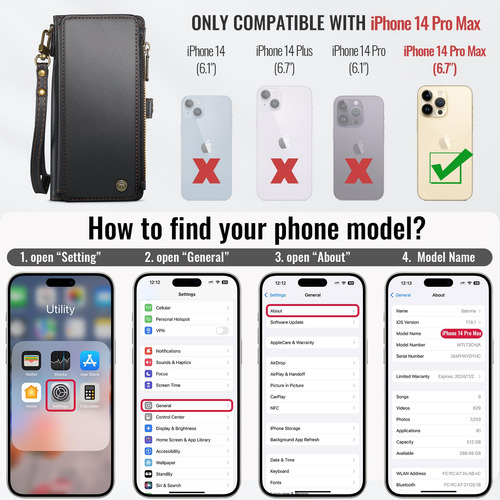 Funda Wallet Defense Compatible Con iPhone 14 Pro Max, Color