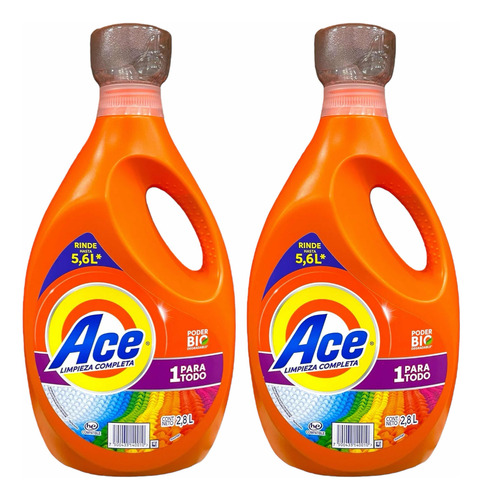 Pack 2x Detergente Líquido Ropa Ace Limpieza Total 2.8 L