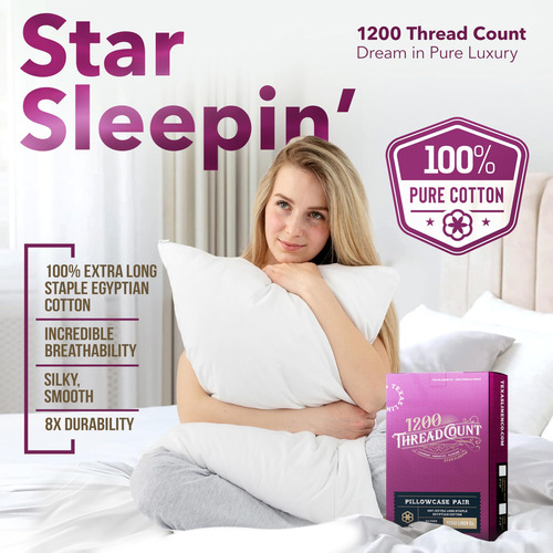 Funda De Almohada King Size De Algodón Egipcio 100% De
