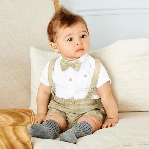 Camisa Lazo Ropa Para Bebé Niño Traje Tirantes Caballero