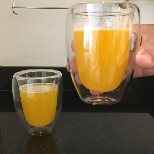 Imagem 6 de 10 de Jogo 2 Copos Vidro Parede Dupla 260ml