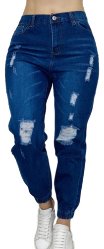 Jeans Tipo Cargo Rigido/mom
