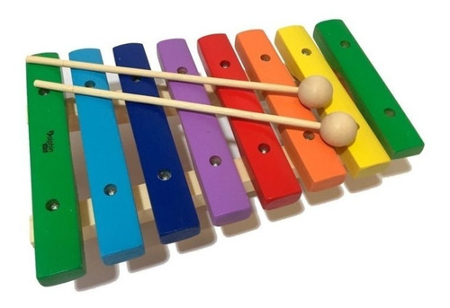 Xilofone Marimba Infantil 8 Notas Colorido Baquetas Dolphin