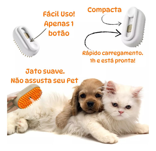 Escova Para Gatos Removedor De Pelos Pet Vapor Com Cabo 360
