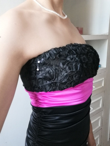 Vestido Corto Negro Strapless Con Color Rosa Talla Ch | Meses sin intereses Vestido Corto Negro Strapless Con Color Rosa Talla Ch | Meses sin intereses