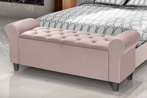 Recamier Baú Divã Paris Rose  1,55 Ra-promoção