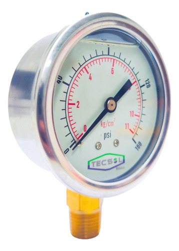 Manómetro Glicerina 0-160 Psi 2.5 Conexión Inferior