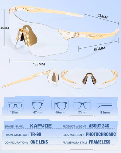 Lentes Fotocromáticos Kapvoe X133 Transparente Celeste