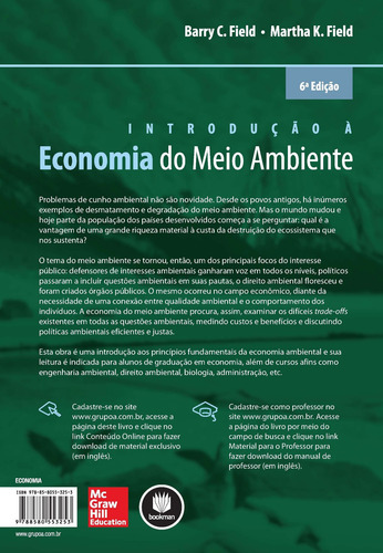 Introdução à Economia do Meio Ambiente, de Field, Barry C.. Editorial AMGH EDITORA LTDA.,McGraw-Hill Companies, Inc., capa mole em português, 2014