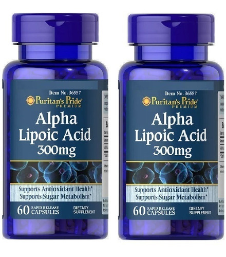 Ácido Alfa Lipoico 300mg Americano  2 Frascos Sin Gluten