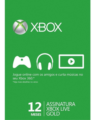 Imagem 1 de 1 de Xbox Live Gold 12 Meses 25 Digitos Envio Imediato X360/one