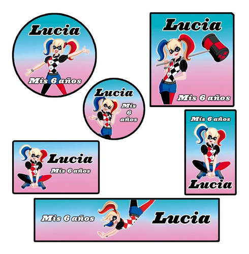 Kit 180 Stickers Harley Quinn Troquelado Candy Bar Etiqueta2