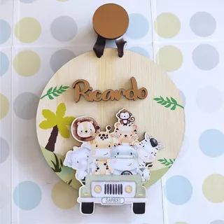 porta maternidade cerquinha safari Placa Porta Maternidade Safari Baby Nome 3d Acrílico Decorar