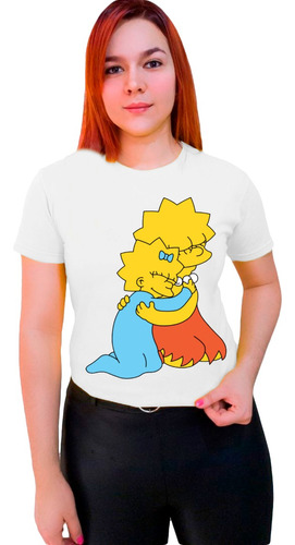 Polera Lisa Y Maggie Simpson Hermanas 100% Algodón Familiar