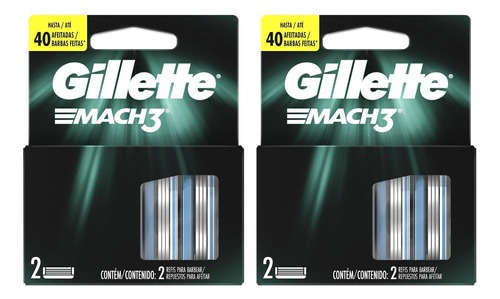 Carga Gillette Mach 3 Com 4 Refil Cartuchos Para Barbear