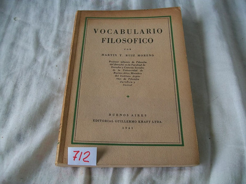 Vocabulario Filosófico · Martín T. Ruiz Moreno · Kraft 1941.