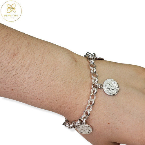 Imagen 7 de 8 de Pulsera Plata 4 Dijes Distintos Santos