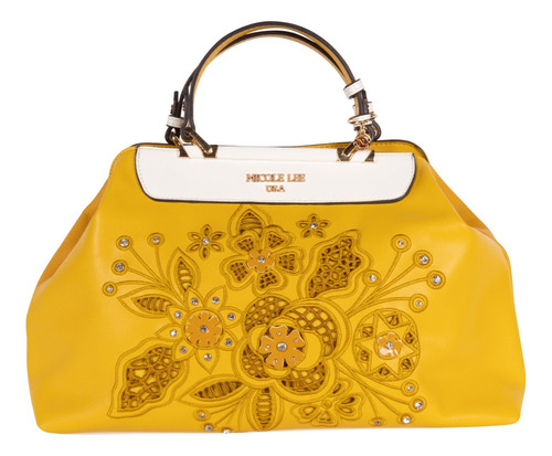 Bolsa Duffel Nicole Lee Corte Laser Y Bordado Ss22 Color Amarillo