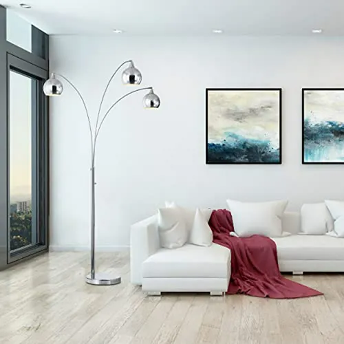 Lámpara De Pie Led Arqueada 84 Con Dimmer, Cromo Moderno
