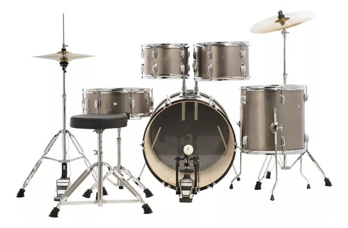 Bateria Vogga Pulse 10/12/14/20 Vpd220 Chr Cor Chrome banco pratos pedal e par de baquetas Completa