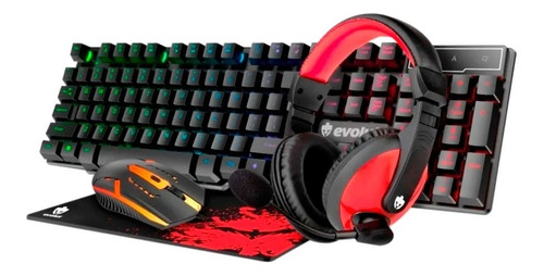 Kit Gamer Evolut Starter Eg-51 Mouse Teclado Headset Mousepa