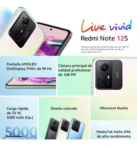 Xiaomi Redmi Note 12s con 256GB de Memoria y 8GB de RAM, Color Negro