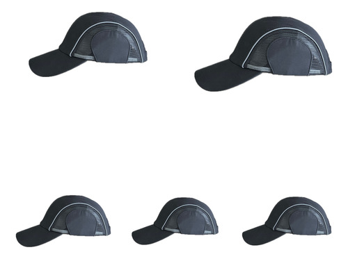 Kit 5 Gorras De Protección Negras Con Casquetes Incluídos