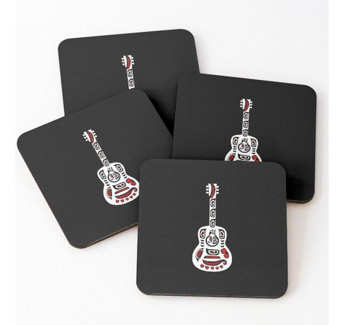 Set Posavasos Haida Guitar Tribal Tattoo Musician Gift Idea