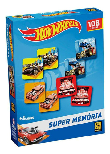 Jogo Supermemória Hot Wheels Grow 108 Cartelas