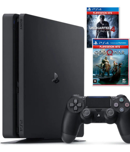 Sony Playstation 4 Slim 1tb Preto Com Controle E 2 Jogos Preto (Usado)