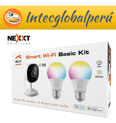 Kit Smart Nexxt Nhk-k121 Cámara 2k Nhc-i710 + 2 Focos Rgb