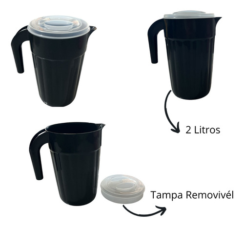 Jarra 2 Litros Plástica Para Servir Água Suco Bpa Free