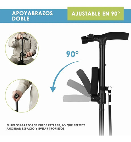 Baston Plegable Y Regulable 4 Pies Con Linterna Ledab
