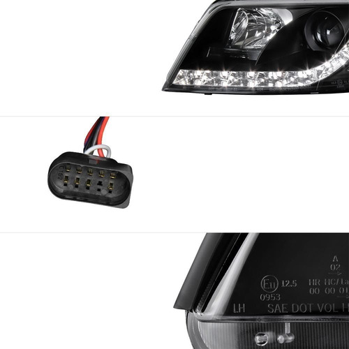 Angel Eyes Led Farol Vw Passat 2001 A 2005 Máscara Negra