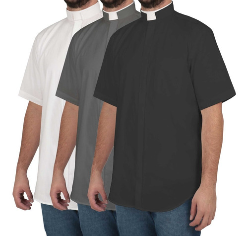 Kit 3 Camisas Romana Manga Curta Em Tecido 100% Algodão