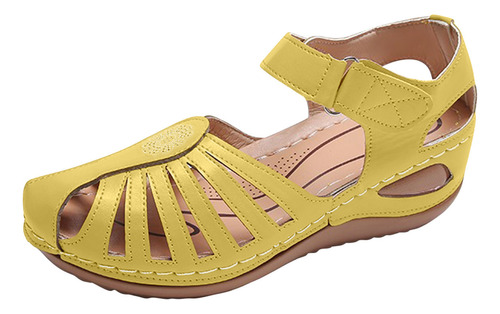 Zapatos De Verano Q Para Mujer, Tacón De Cuña, Retro, Ahueca