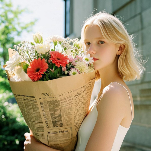 20 Hojas De Papel De Periódico For Envolver Flores