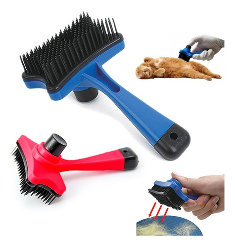 Rasqueadeira Desembaraço De Pelos P/ Pets Cachorros Gatos Cor Vermelho