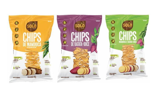 Kit 3 Snacks Assados: Mandioca, Batata Doce, Mix 42g